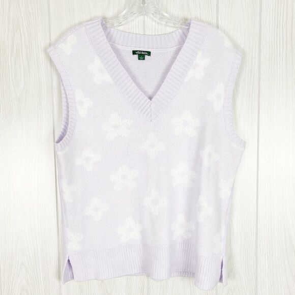 Wild Fable | Light Purple & White Floral V Neck Sweater Vest Size Large - Picture 1 of 8